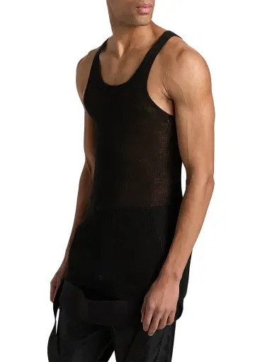 Rick Owens Men's Maglia Cashmere Knit Tank - Black | Thumbnail 4 Rick Owens Men's Maglia Cashmere Knit Tank - Black | Thumbnail 4