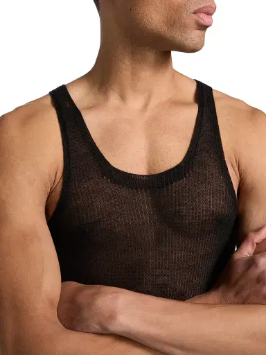 Rick Owens Men's Maglia Cashmere Knit Tank - Black | Thumbnail 6 Rick Owens Men's Maglia Cashmere Knit Tank - Black | Thumbnail 6