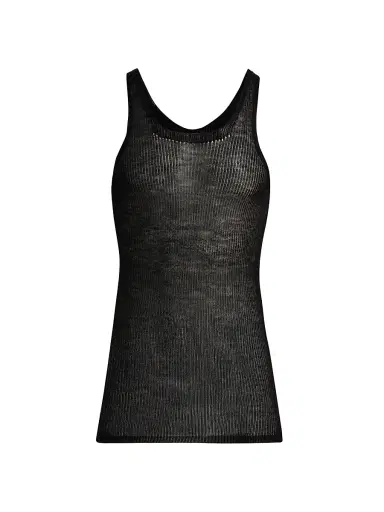 Rick Owens Men's Maglia Cashmere Knit Tank - Black | Thumbnail 1 Rick Owens Men's Maglia Cashmere Knit Tank - Black | Thumbnail 1