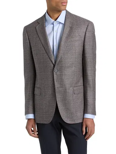 Emporio Armani Men's Woven Wool-Silk-Linen Sport Coat - Blue Orange | Thumbnail 3 Emporio Armani Men's Woven Wool-Silk-Linen Sport Coat - Blue Orange | Thumbnail 3