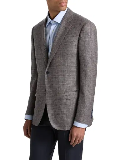 Emporio Armani Men's Woven Wool-Silk-Linen Sport Coat - Blue Orange | Thumbnail 4 Emporio Armani Men's Woven Wool-Silk-Linen Sport Coat - Blue Orange | Thumbnail 4