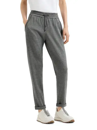 Brunello Cucinelli Women's Cotton and Silk Interlock Trousers - Dark Grey | Thumbnail 2 Brunello Cucinelli Women's Cotton and Silk Interlock Trousers - Dark Grey | Thumbnail 2