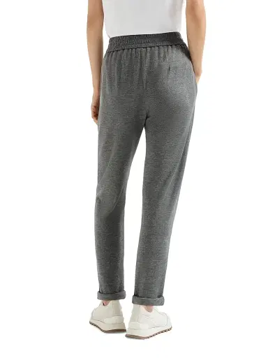 Brunello Cucinelli Women's Cotton and Silk Interlock Trousers - Dark Grey | Thumbnail 3 Brunello Cucinelli Women's Cotton and Silk Interlock Trousers - Dark Grey | Thumbnail 3