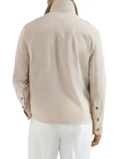 Brunello Cucinelli Men's Lightweight Water Resistant Techno Cotton Unlined Safari Jacket - Panama | Thumbnail 3 Brunello Cucinelli Men's Lightweight Water Resistant Techno Cotton Unlined Safari Jacket - Panama | Thumbnail 3