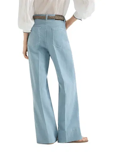 Brunello Cucinelli Women's Garment Dyed Cotton and Linen Cover Loose Jeans - Denim | Thumbnail 3 Brunello Cucinelli Women's Garment Dyed Cotton and Linen Cover Loose Jeans - Denim | Thumbnail 3