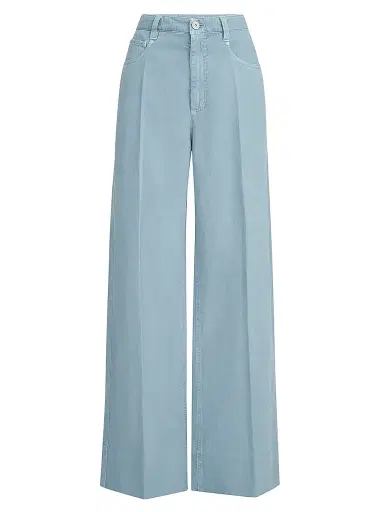 Brunello Cucinelli Women's Garment Dyed Cotton and Linen Cover Loose Jeans - Denim | Thumbnail 1 Brunello Cucinelli Women's Garment Dyed Cotton and Linen Cover Loose Jeans - Denim | Thumbnail 1