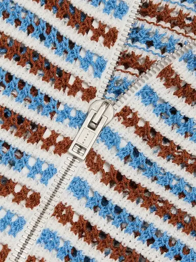 Marni Women's Stripe Crochet Boxy Polo Cardigan - Light Brown - Size 8 | Thumbnail 7 Marni Women's Stripe Crochet Boxy Polo Cardigan - Light Brown - Size 8 | Thumbnail 7