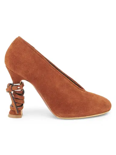 MOSCHINO Women's Duck 100M Wrap Suede Pumps - Rust - Size 11 | Thumbnail 1 MOSCHINO Women's Duck 100M Wrap Suede Pumps - Rust - Size 11 | Thumbnail 1