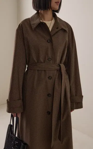 Róhe Technical Check Belted Coat | Thumbnail 3 Róhe Technical Check Belted Coat | Thumbnail 3