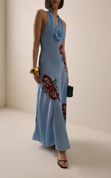 Rodarte Exclusive Floral Silk-Crepe Maxi Halter Dress | Thumbnail 2 Rodarte Exclusive Floral Silk-Crepe Maxi Halter Dress | Thumbnail 2