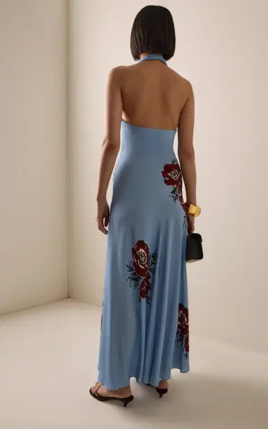 Rodarte Exclusive Floral Silk-Crepe Maxi Halter Dress | Thumbnail 4 Rodarte Exclusive Floral Silk-Crepe Maxi Halter Dress | Thumbnail 4