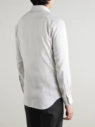 Husbands Slim-Fit Striped Silk-Poplin Shirt - Men | Thumbnail 4 Husbands Slim-Fit Striped Silk-Poplin Shirt - Men | Thumbnail 4