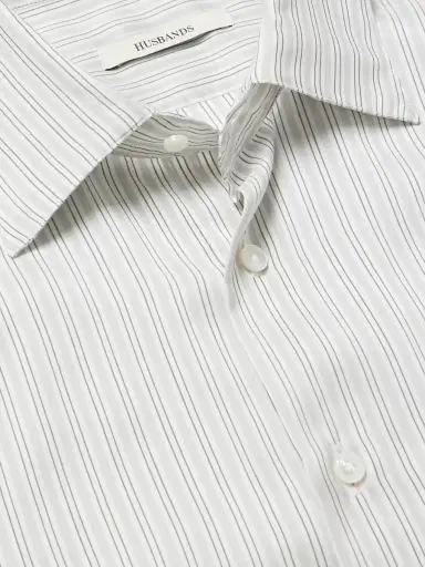 Husbands Slim-Fit Striped Silk-Poplin Shirt - Men | Thumbnail 5 Husbands Slim-Fit Striped Silk-Poplin Shirt - Men | Thumbnail 5