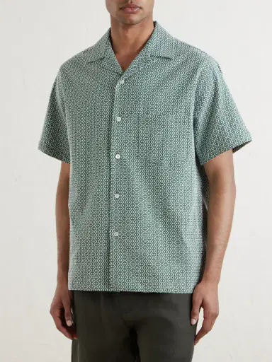 Portuguese Flannel Portuguese Tile Camp-Collar Embroidered Cotton-Blend Shirt - Men | Thumbnail 3 Portuguese Flannel Portuguese Tile Camp-Collar Embroidered Cotton-Blend Shirt - Men | Thumbnail 3