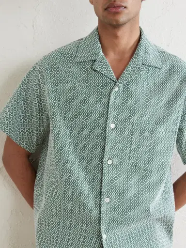 Portuguese Flannel Portuguese Tile Camp-Collar Embroidered Cotton-Blend Shirt - Men | Thumbnail 5 Portuguese Flannel Portuguese Tile Camp-Collar Embroidered Cotton-Blend Shirt - Men | Thumbnail 5