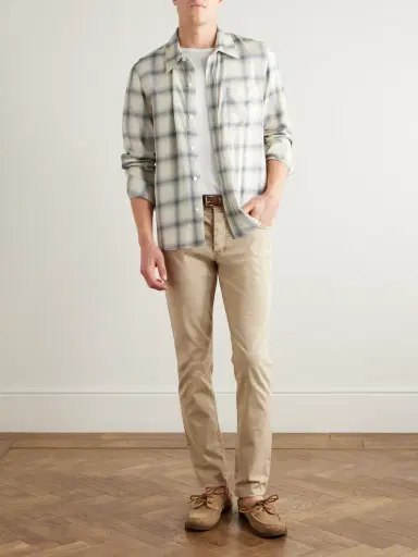 James Perse Slim-Fit Straight-Leg Brushed Cotton-Blend Twill Trousers - Men | Thumbnail 2 James Perse Slim-Fit Straight-Leg Brushed Cotton-Blend Twill Trousers - Men | Thumbnail 2