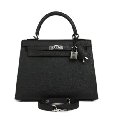HERMÈS Hermes Kelly Sellier 25 Black Epsom Palladium Hardware | Thumbnail 1 HERMÈS Hermes Kelly Sellier 25 Black Epsom Palladium Hardware | Thumbnail 1
