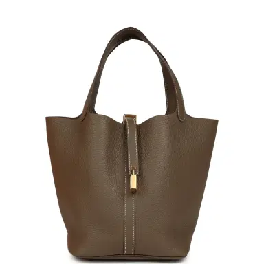 HERMÈS Hermes Picotin Lock 22 Etoupe Clemence Gold Hardware | Thumbnail 1 HERMÈS Hermes Picotin Lock 22 Etoupe Clemence Gold Hardware | Thumbnail 1