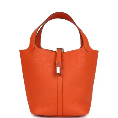 HERMÈS Hermes Picotin Lock 22 Tangerine Clemence Palladium Hardware | Thumbnail 1 HERMÈS Hermes Picotin Lock 22 Tangerine Clemence Palladium Hardware | Thumbnail 1