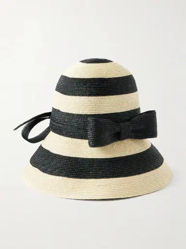 Valentino Garavani Vlogo Signature Bow-embellished Striped Straw Sunhat | Thumbnail 3 Valentino Garavani Vlogo Signature Bow-embellished Striped Straw Sunhat | Thumbnail 3