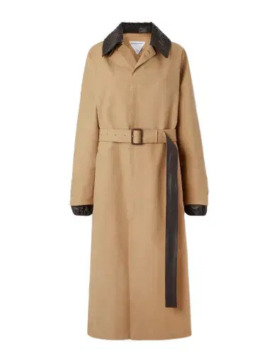 Bottega Veneta Belted Leather-trimmed Cotton-garbardine Trench Coat | Thumbnail 1 Bottega Veneta Belted Leather-trimmed Cotton-garbardine Trench Coat | Thumbnail 1