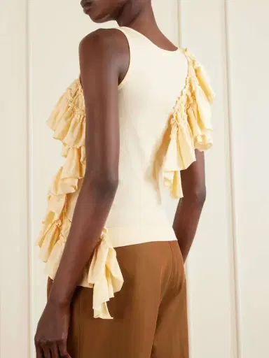 Dries Van Noten Humza Ruffled One-shoulder Cotton-jersey Tank Top | Thumbnail 3 Dries Van Noten Humza Ruffled One-shoulder Cotton-jersey Tank Top | Thumbnail 3