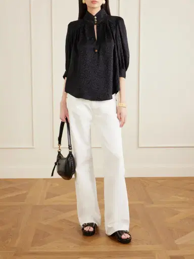 MAISON MAYLE Papisoleil Silk-satin Jacquard Blouse | Thumbnail 2 MAISON MAYLE Papisoleil Silk-satin Jacquard Blouse | Thumbnail 2