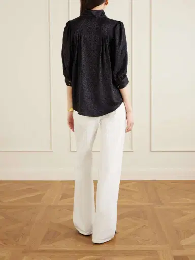 MAISON MAYLE Papisoleil Silk-satin Jacquard Blouse | Thumbnail 3 MAISON MAYLE Papisoleil Silk-satin Jacquard Blouse | Thumbnail 3