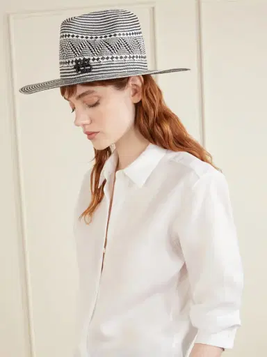 Ruslan Baginskiy Striped Straw Fedora | Thumbnail 2 Ruslan Baginskiy Striped Straw Fedora | Thumbnail 2