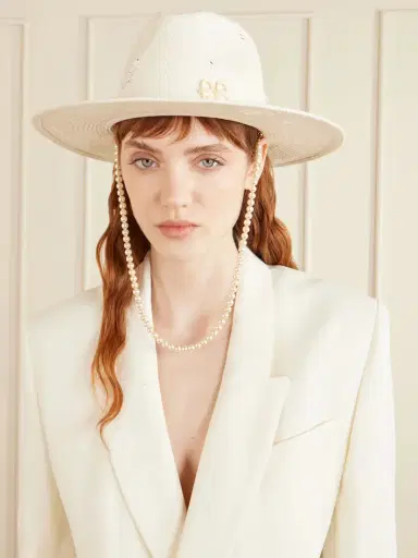 Ruslan Baginskiy Embellished Distressed Straw Fedora | Thumbnail 2 Ruslan Baginskiy Embellished Distressed Straw Fedora | Thumbnail 2
