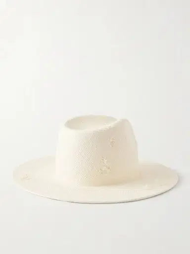 Ruslan Baginskiy Embellished Distressed Straw Fedora | Thumbnail 3 Ruslan Baginskiy Embellished Distressed Straw Fedora | Thumbnail 3