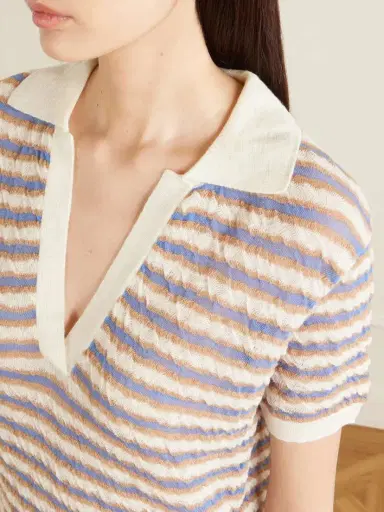 BERNADETTE Ophelia Striped Wool Polo Shirt | Thumbnail 4 BERNADETTE Ophelia Striped Wool Polo Shirt | Thumbnail 4