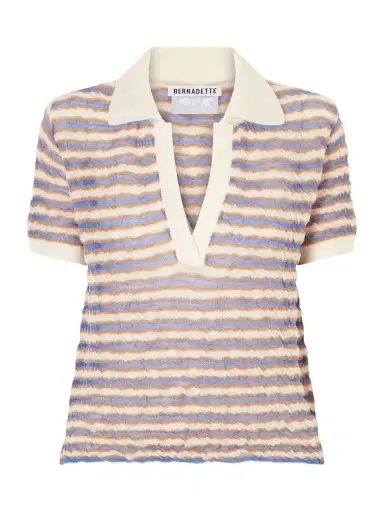 BERNADETTE Ophelia Striped Wool Polo Shirt | Thumbnail 1 BERNADETTE Ophelia Striped Wool Polo Shirt | Thumbnail 1