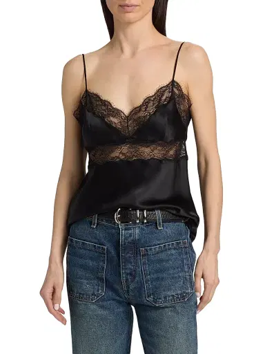 Nili Lotan Women's Felicie Silk Lace Camisole - Black | Thumbnail 3 Nili Lotan Women's Felicie Silk Lace Camisole - Black | Thumbnail 3