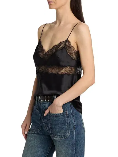 Nili Lotan Women's Felicie Silk Lace Camisole - Black | Thumbnail 4 Nili Lotan Women's Felicie Silk Lace Camisole - Black | Thumbnail 4