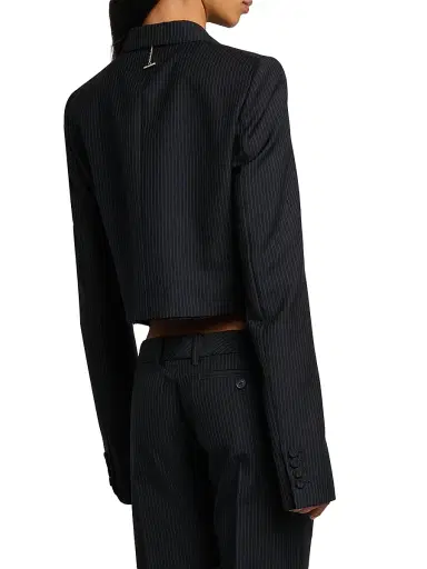 McQueen Women's Pinstriped Wool-Mohair Crop Blazer - Navy Mel | Thumbnail 5 McQueen Women's Pinstriped Wool-Mohair Crop Blazer - Navy Mel | Thumbnail 5
