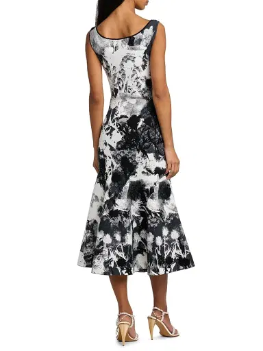 McQueen Women's London Flowers Jacquard Midi-Dress - White Mult | Thumbnail 4 McQueen Women's London Flowers Jacquard Midi-Dress - White Mult | Thumbnail 4