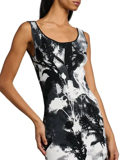 McQueen Women's London Flowers Jacquard Midi-Dress - White Mult | Thumbnail 5 McQueen Women's London Flowers Jacquard Midi-Dress - White Mult | Thumbnail 5