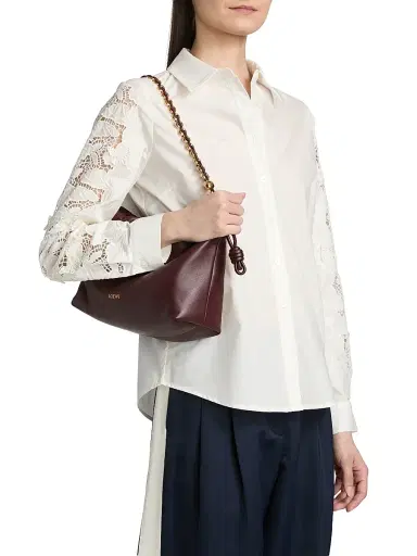 Elie Tahari Women's Dani Lace Sleeve Silk Shirt - Sky White | Thumbnail 4 Elie Tahari Women's Dani Lace Sleeve Silk Shirt - Sky White | Thumbnail 4