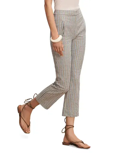 Veronica Beard Women's Arte Gingham Slim-Fit Pants - Acorn Multi | Thumbnail 4 Veronica Beard Women's Arte Gingham Slim-Fit Pants - Acorn Multi | Thumbnail 4