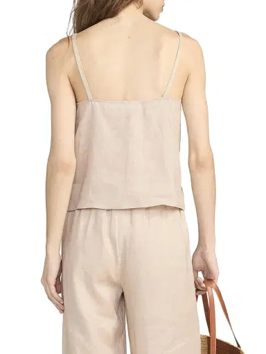 Frame Women's The Linen Button-Front Cami - Flax - Size Large | Thumbnail 4 Frame Women's The Linen Button-Front Cami - Flax - Size Large | Thumbnail 4