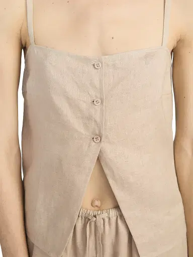 Frame Women's The Linen Button-Front Cami - Flax - Size Large | Thumbnail 5 Frame Women's The Linen Button-Front Cami - Flax - Size Large | Thumbnail 5
