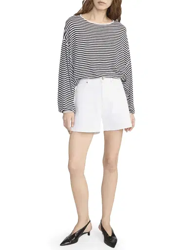 Frame Women's Striped Slouchy Cotton Sweater - Cream Multi | Thumbnail 1 Frame Women's Striped Slouchy Cotton Sweater - Cream Multi | Thumbnail 1