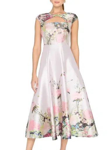 Kay Unger Women's Augusta Blossom Tea-Length Cocktail Dress - Lilac Mist Multi | Thumbnail 2 Kay Unger Women's Augusta Blossom Tea-Length Cocktail Dress - Lilac Mist Multi | Thumbnail 2