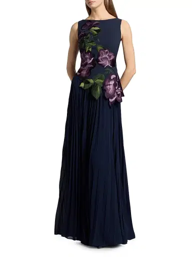 Kay Unger Women's Jayla Stretch Crepe A-Line Gown - Dark Twilight | Thumbnail 2 Kay Unger Women's Jayla Stretch Crepe A-Line Gown - Dark Twilight | Thumbnail 2
