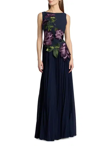 Kay Unger Women's Jayla Stretch Crepe A-Line Gown - Dark Twilight | Thumbnail 3 Kay Unger Women's Jayla Stretch Crepe A-Line Gown - Dark Twilight | Thumbnail 3