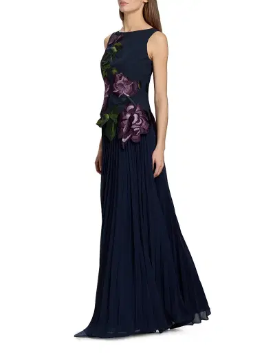Kay Unger Women's Jayla Stretch Crepe A-Line Gown - Dark Twilight | Thumbnail 4 Kay Unger Women's Jayla Stretch Crepe A-Line Gown - Dark Twilight | Thumbnail 4