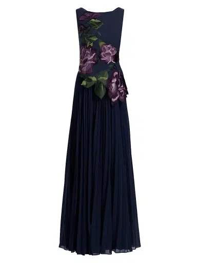 Kay Unger Women's Jayla Stretch Crepe A-Line Gown - Dark Twilight | Thumbnail 1 Kay Unger Women's Jayla Stretch Crepe A-Line Gown - Dark Twilight | Thumbnail 1