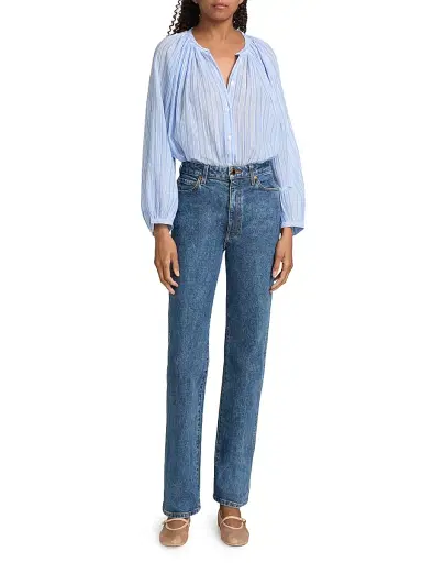 DÔEN Women's Jonie Striped Cotton Relaxed-Fit Top - Salerno Stripe | Thumbnail 2 DÔEN Women's Jonie Striped Cotton Relaxed-Fit Top - Salerno Stripe | Thumbnail 2