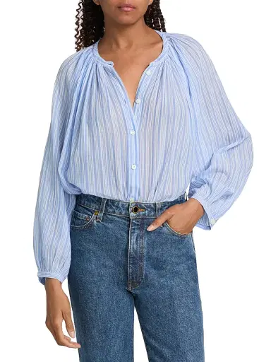DÔEN Women's Jonie Striped Cotton Relaxed-Fit Top - Salerno Stripe | Thumbnail 3 DÔEN Women's Jonie Striped Cotton Relaxed-Fit Top - Salerno Stripe | Thumbnail 3